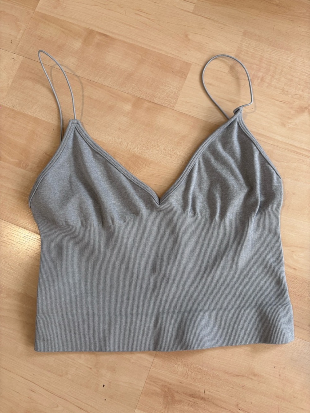 Free People Gray Ribbed V-Neck Brami